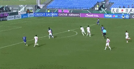 B体育数据中心-古谷柊介右路斜射入网，日本扳平比分，日本1-1约旦